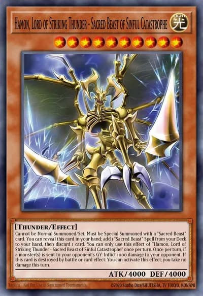 Hamon, Senhor do Trovão Golpeante - Fera Sagrada da Catástrofe Pecaminosa — Carta Yu-Gi-Oh!