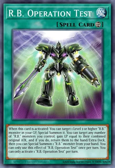 R.B. Operation Test — Carta Yu-Gi-Oh!