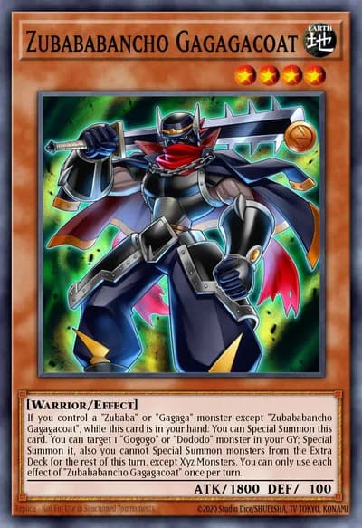 Zubababancho Gagagacoat — Carta Yu-Gi-Oh!