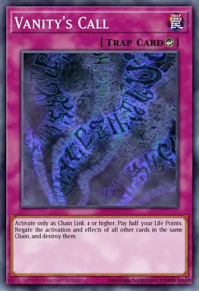 Chamado da Vaidade — Carta Yu-Gi-Oh!