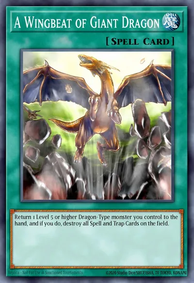 A Batida de Asa do Dragão Gigante — Carta Yu-Gi-Oh!