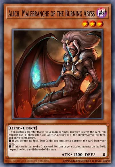 Alich, Malebranche do Abismo Ardente — Carta Yu-Gi-Oh!