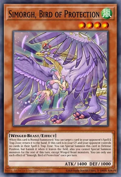 Simorgh, Pássaro da Proteção — Carta Yu-Gi-Oh!