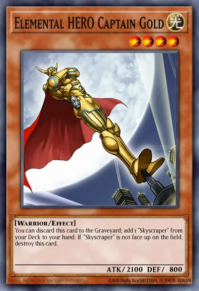 Elemental HERO Capitão Gold — Carta Yu-Gi-Oh!