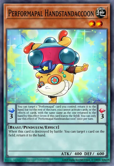 Performapal Handstandaccoon — Carta Yu-Gi-Oh!