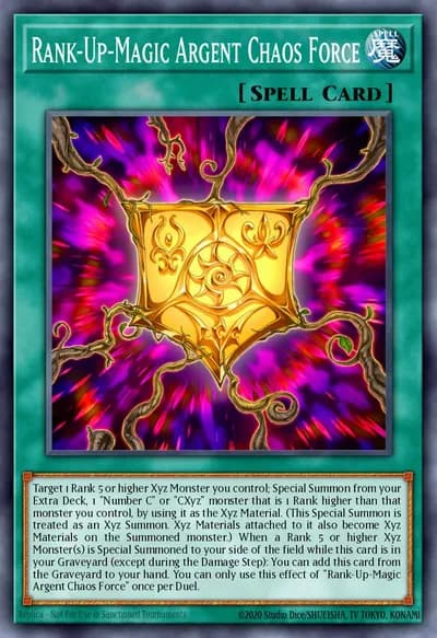 Magia de Rank-Up Força do Caos Prateada — Carta Yu-Gi-Oh!